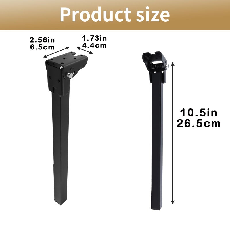 Geesatis Furniture Legs, Folding Metal Table Legs, Adjustable Replacement Desk Legs for Sofa Office Table Loveseat Dresser, with Mounting Screws, 4 Pack Black 10.5 inch - Image 2